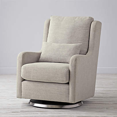 Milo Grey Nursery Swivel Glider Chair, Gray Glider Chair For Nursery