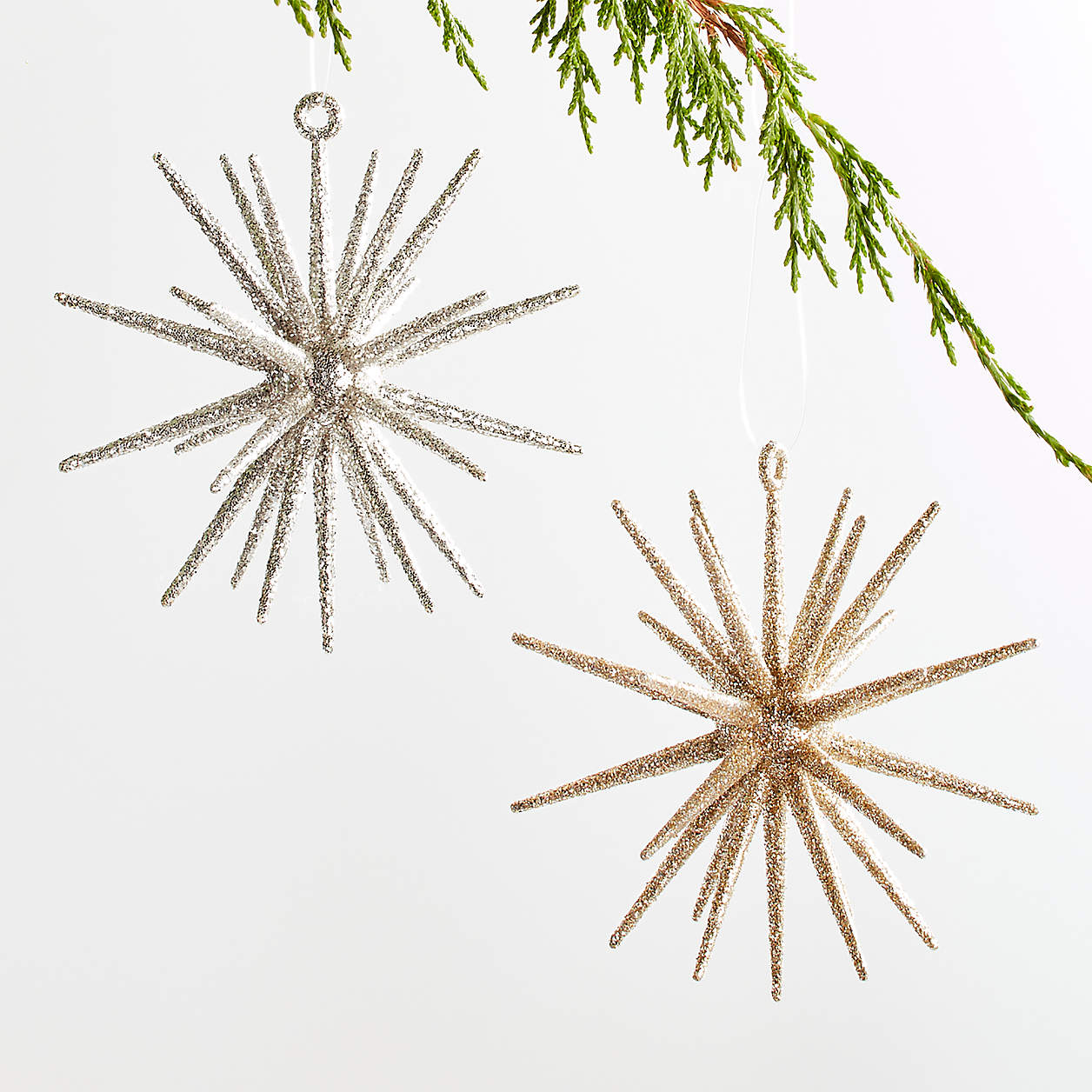 Glitter 3D Star Christmas Tree Ornaments | Crate & Barrel