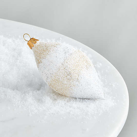 White and Gold Glitter Drop Ornament