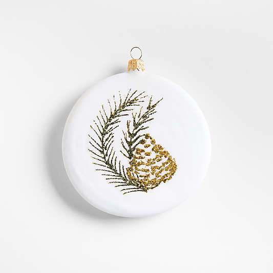 Glitter Pine Disk Christmas Ornament