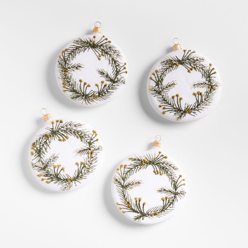 Glitter Pine Disk Christmas Ornaments, Set of 4 - image 0 of 5