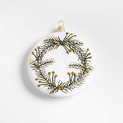 Glitter Pine Disk Christmas Ornament