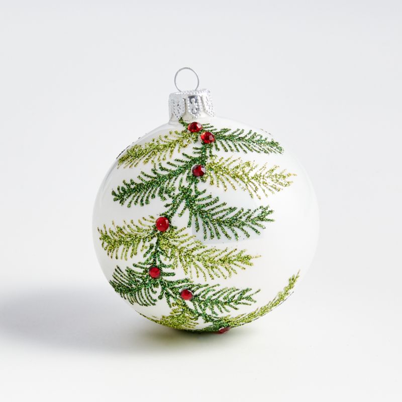 Glitter Pine Ball Christmas Tree Ornament with Red Crystals - image 0 of 2