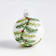 European Glitter Pine Ball Christmas Tree Ornament with Red Crystals
