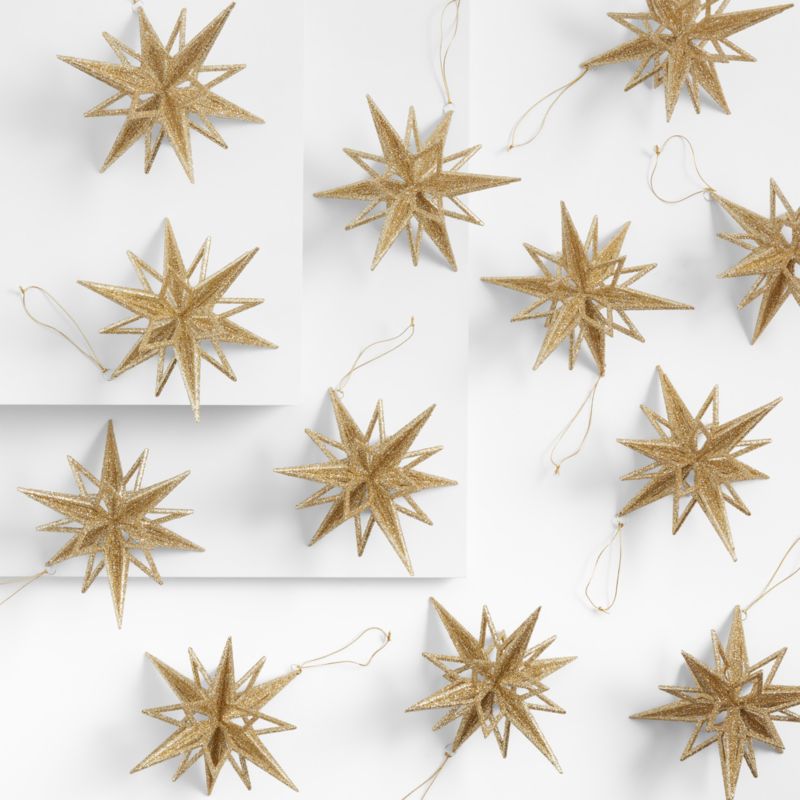 Radiant Gold Glitter Star Christmas Tree Ornaments, Set of 12 - image 0 of 1