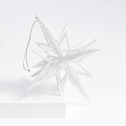 Radiant Glitter Silver Star Christmas Tree Ornament