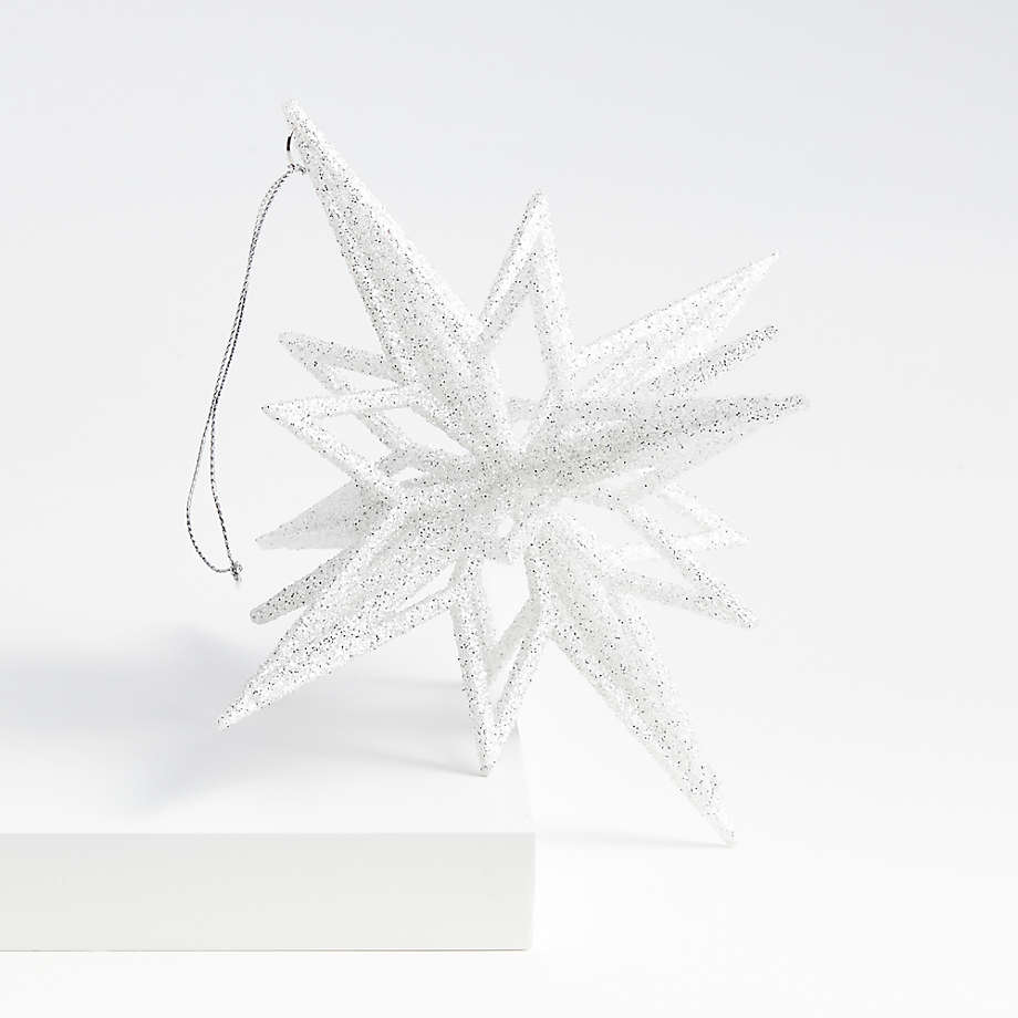 Radiant Glitter Silver Star Christmas Tree Ornament (Open Larger View)