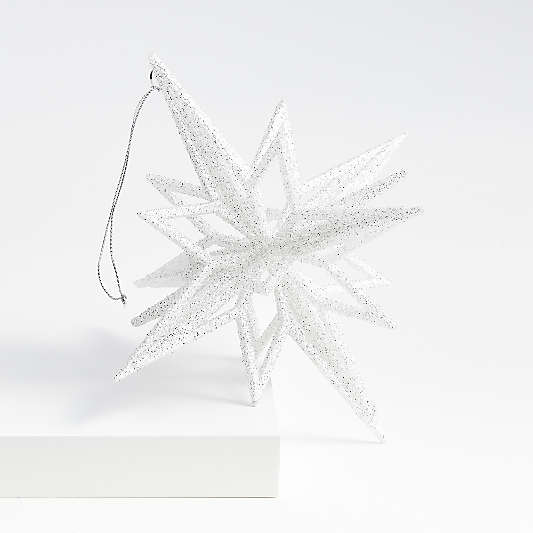 Radiant Glitter Silver Star Christmas Tree Ornament