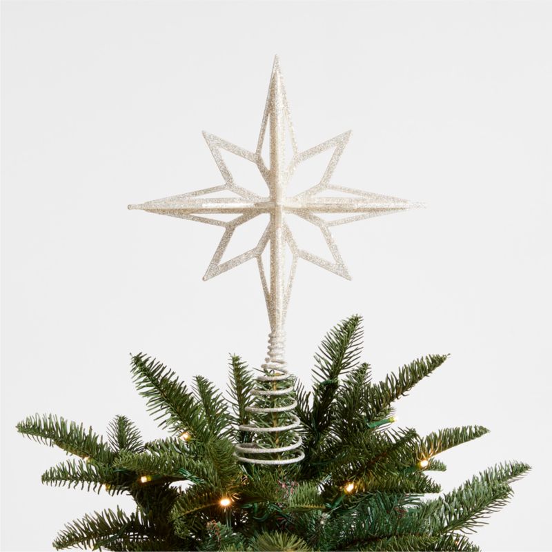 Silver Glitter Radiant Christmas Tree Topper - image 0 of 2