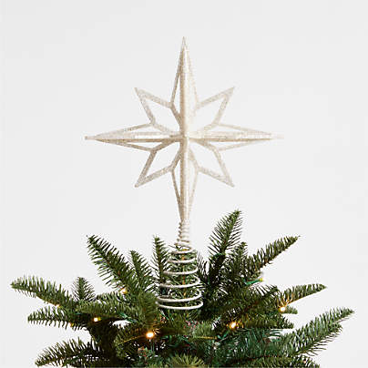 Silver Glitter Radiant Christmas Tree Topper