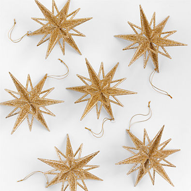 View Radiant Gold Glitter Star Christmas Tree Ornaments, Set of 6 details