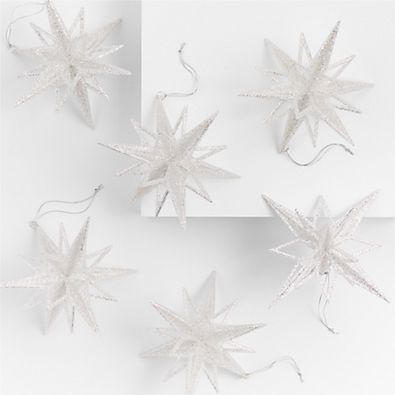 View Radiant Silver Glitter Star Christmas Tree Ornaments, Set of 6 details