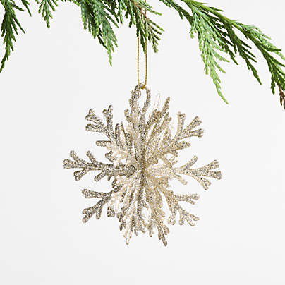 Gold Glitter Snowflake Christmas Ornament