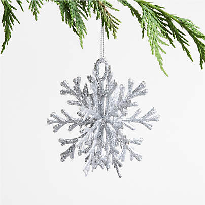 Silver Glitter Snowflake Christmas Ornament