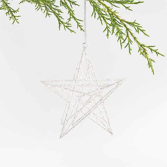 Silver Glitter Star Christmas Tree Ornament