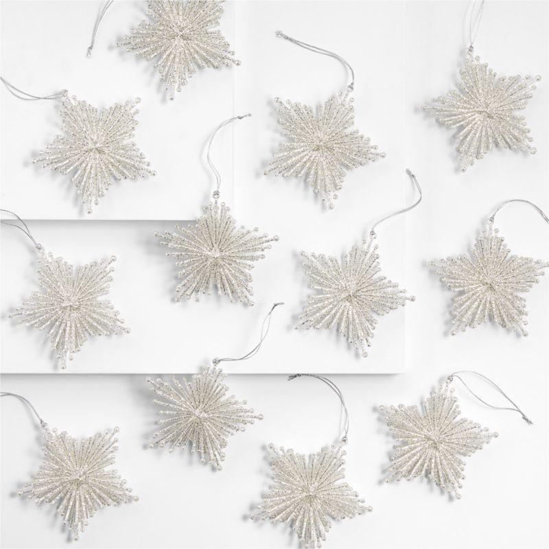 Silver Glitter Starburst Christmas Tree Ornaments, Set of 12 - image 0 of 1