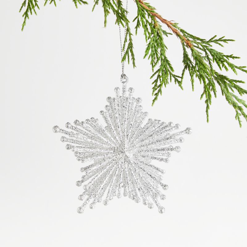 Silver Glitter Starburst Christmas Tree Ornament - image 0 of 2