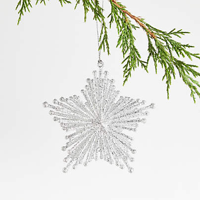 Silver Glitter Starburst Christmas Tree Ornament