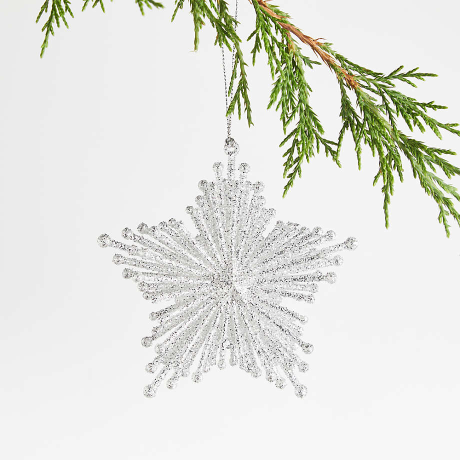 Silver Glitter Starburst Christmas Tree Ornament + Reviews | Crate & Barrel