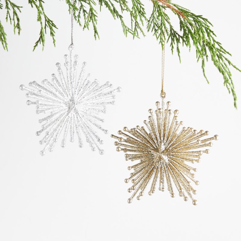 Silver Glitter Starburst Christmas Tree Ornament - image 1 of 2