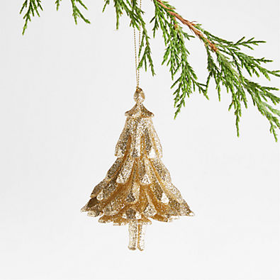 View Gold Glitter Tree Christmas Ornament details