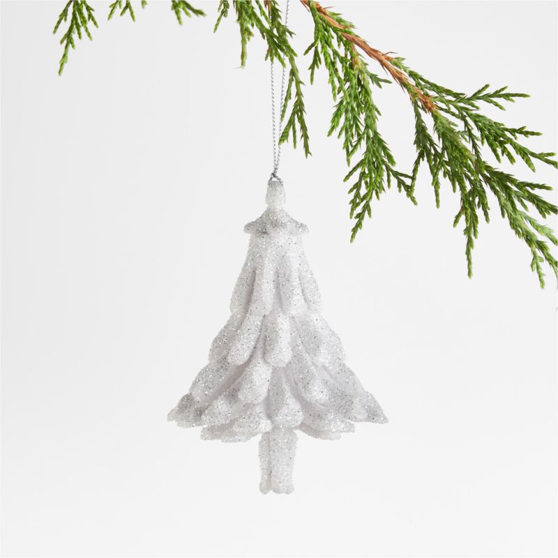 White Glitter Tree Christmas Ornament - image 0 of 5