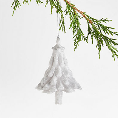 View White Glitter Tree Christmas Ornament details