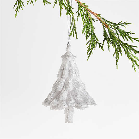 White Glitter Tree Christmas Ornament