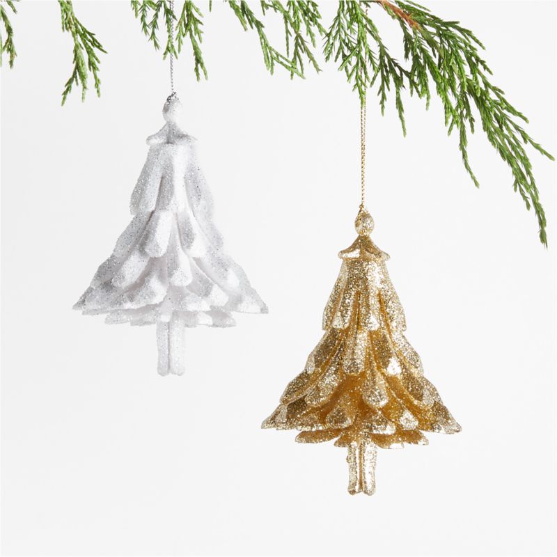 White Glitter Tree Christmas Ornament - image 1 of 5