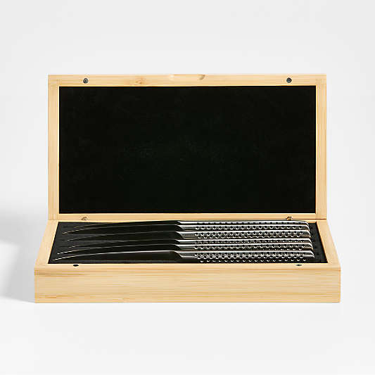 Global ® Steak Knives, Set of 6 with Bamboo Box
