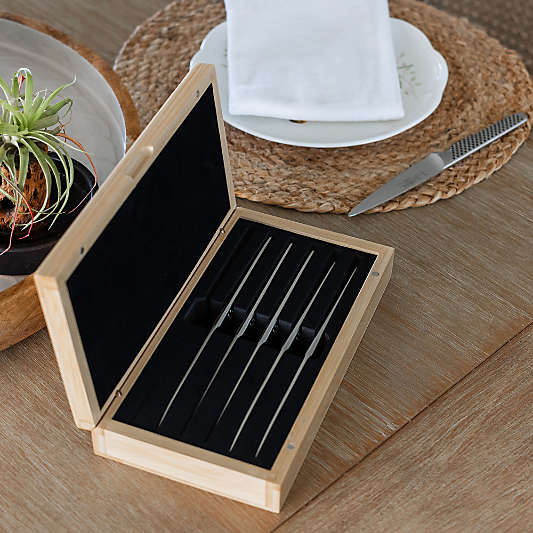 Global ® Steak Knives, Set of 6 with Bamboo Box