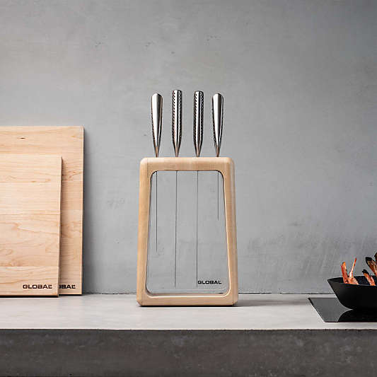 Global ® Hashira Maple 5-Piece Knife Block Set