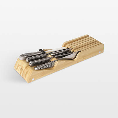 Global ® Seiso 7-Slot Bamboo Knife Organizer Set