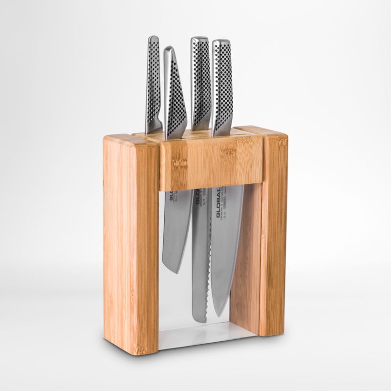 Global ® Classic Ikasu 5-Piece Wood Knife Block Set