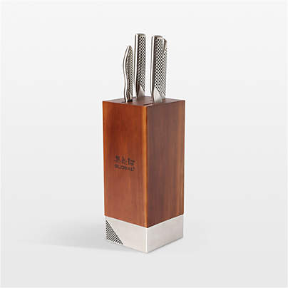 Global ® Toshi 5-Piece Acacia Knife Block Set