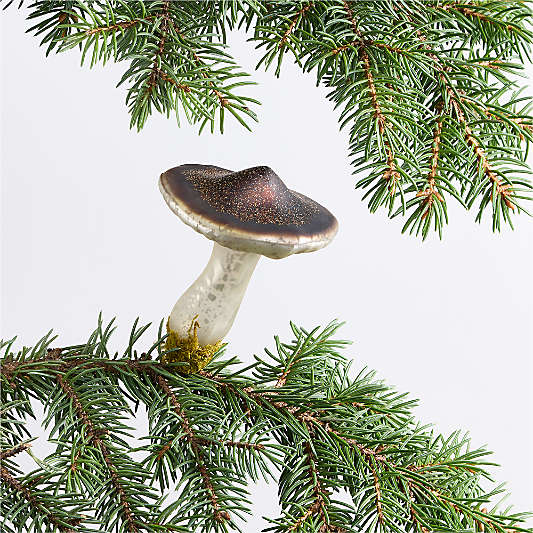 Taupe Glass Mushroom Christmas Tree Clip Ornament