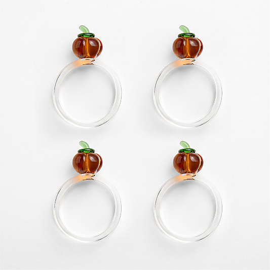 Glass Pumpkin Napkin Rings, Set of 4