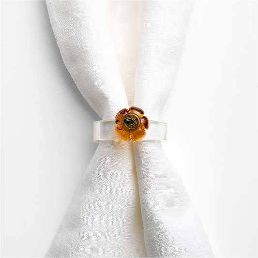 Glass Pumpkin Napkin Rings, Set of 4