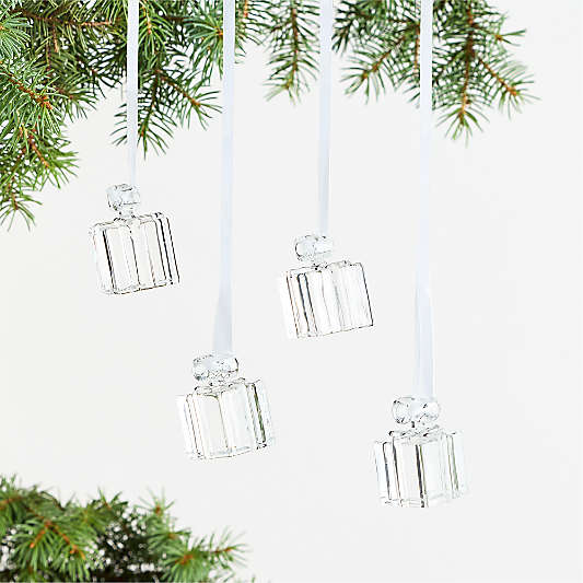 Glass Present Christmas Tree Ornament, Set of 4