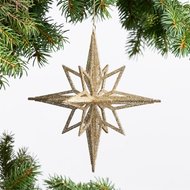 Radiant Gold Glitter Star Christmas Tree Ornaments, Set of 12 - image 1 of 3