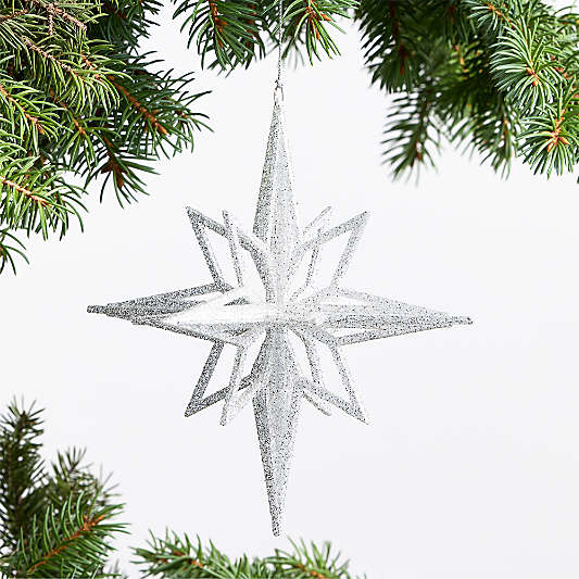 Radiant Glitter Silver Star Christmas Tree Ornament