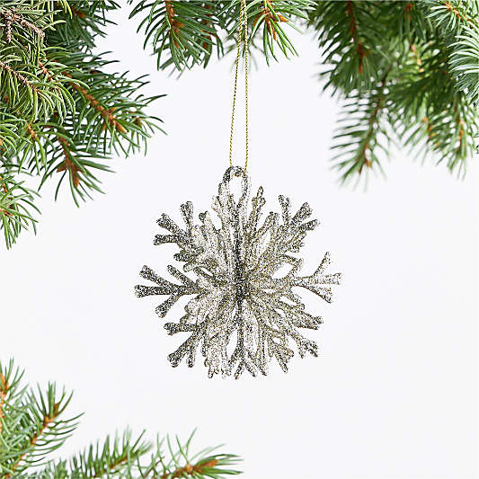 Gold Glitter Snowflake Christmas Ornament