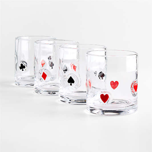 Game Night Icon 15-Oz. Double Old-Fashioned Glass, Set of 4