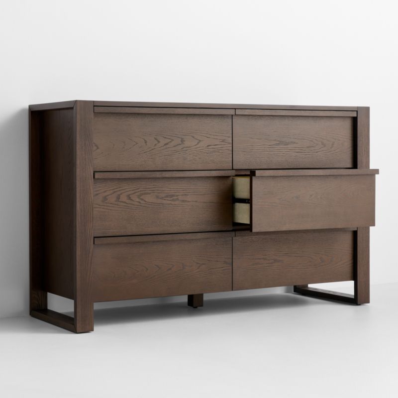 Gemini 55" Deep Brown Ash Wood Wide 6-Drawer Kids Dresser - image 3 of 10