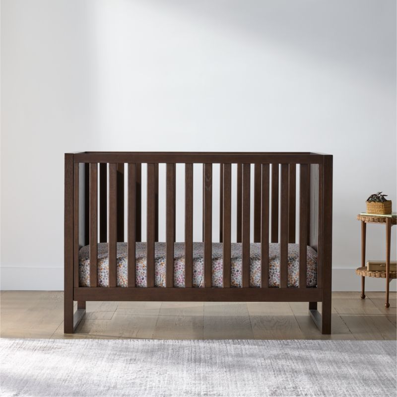 Gemini Crib Deep Brown Ash Wood Convertible Crib - image 1 of 7