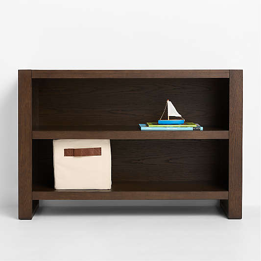 Gemini Deep Brown Ash Wood Small 2-Shelf Kids Bookcase