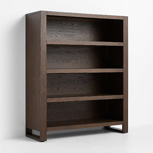 Gemini Deep Brown Ash Wood Tall 4-Shelf Kids Bookcase
