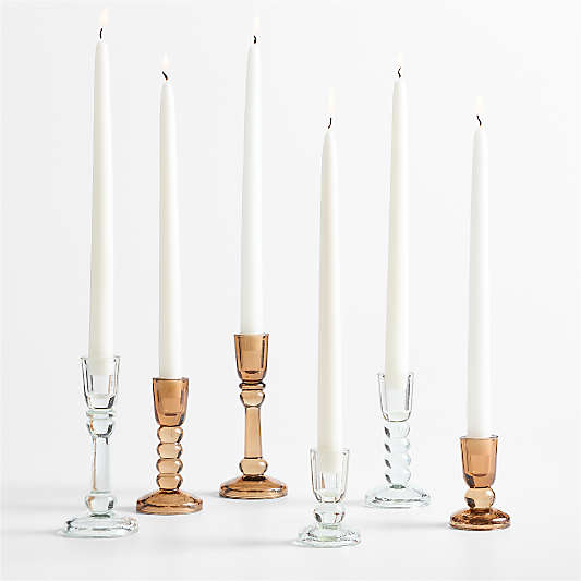 Genoa Clear Glass Taper Candle Holders 3.5"-6.5"