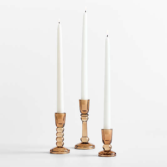 Genoa Brown Glass Taper Candle Holders 3.5"-6.5"