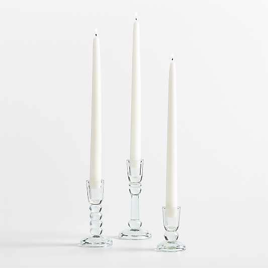 Genoa Clear Glass Taper Candle Holders 3.5"-6.5"